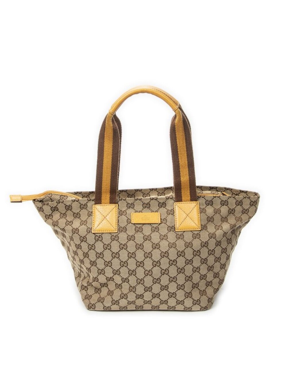 Gucci Medium Web Trapeze Tote Yellow Beige GG Canvas